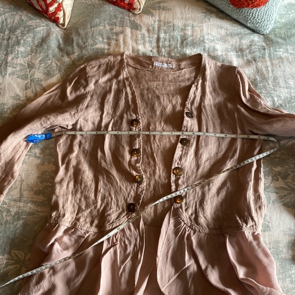 NWOT Made in Italy-Dusty Rose Linen Open Front Short Duster - Picture 9 of 10